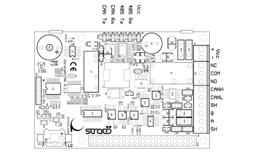 Mechanical Drawing - Sfera Labs SPMC12X42 Strato Pi CAN Server